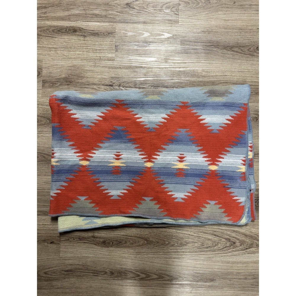 90's RALPH LAUREN RIO GRANDE SERAPE AZTEC‎ COTTON THROW BLANKET 66x90" - Picture 2 of 4